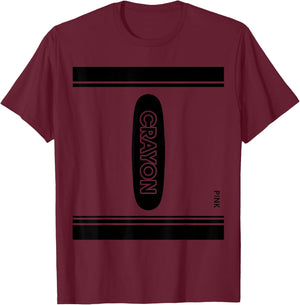 Pink Crayon Box Halloween Costume Couple Group Gift T-Shirt - T-Shirt | Maroon