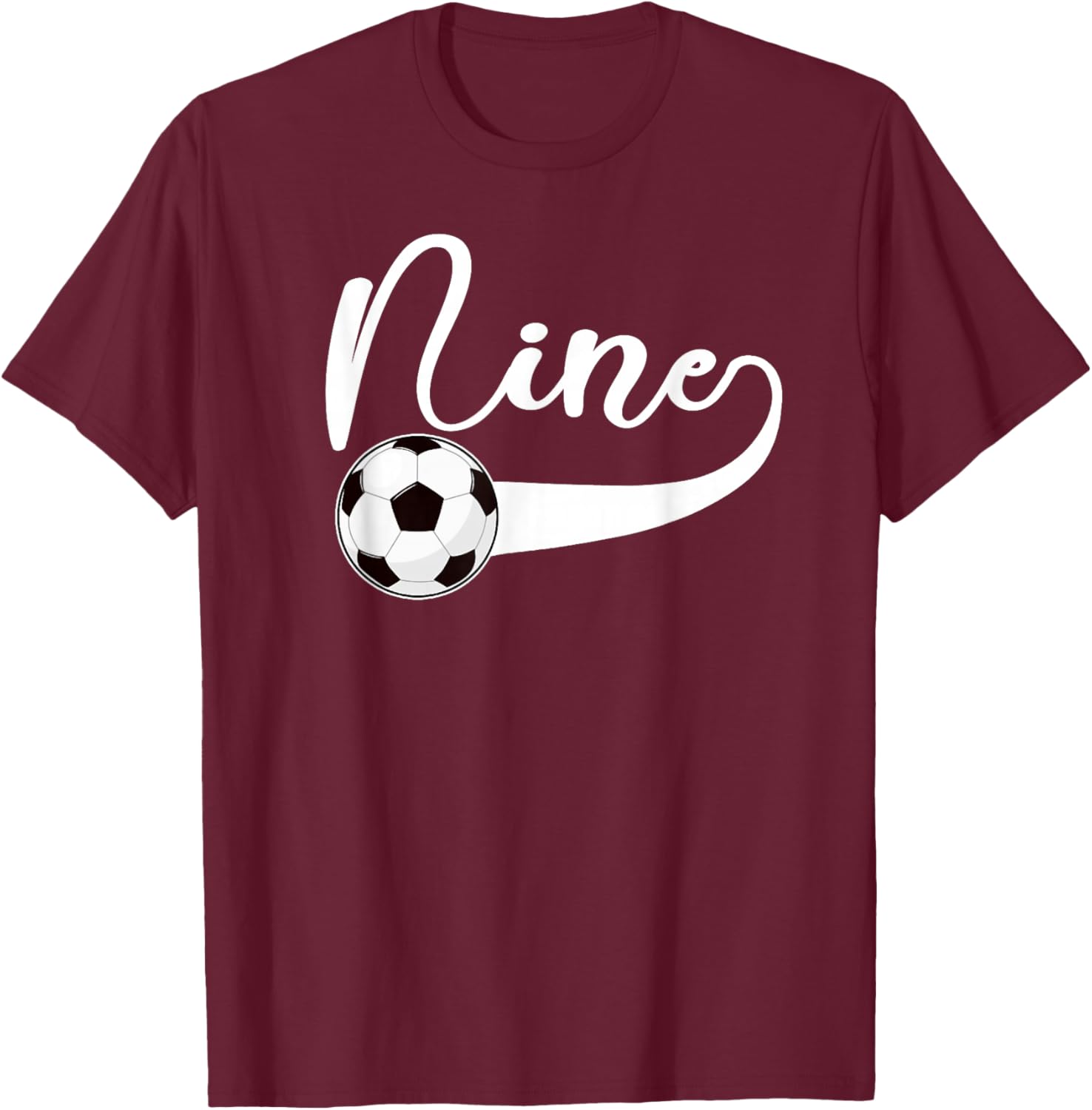 9th Birthday Party Soccer Boy 9 Year Old Soccer Player T-Shirt - T-Shirt | Maroon