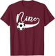 9th Birthday Party Soccer Boy 9 Year Old Soccer Player T-Shirt - T-Shirt | Maroon