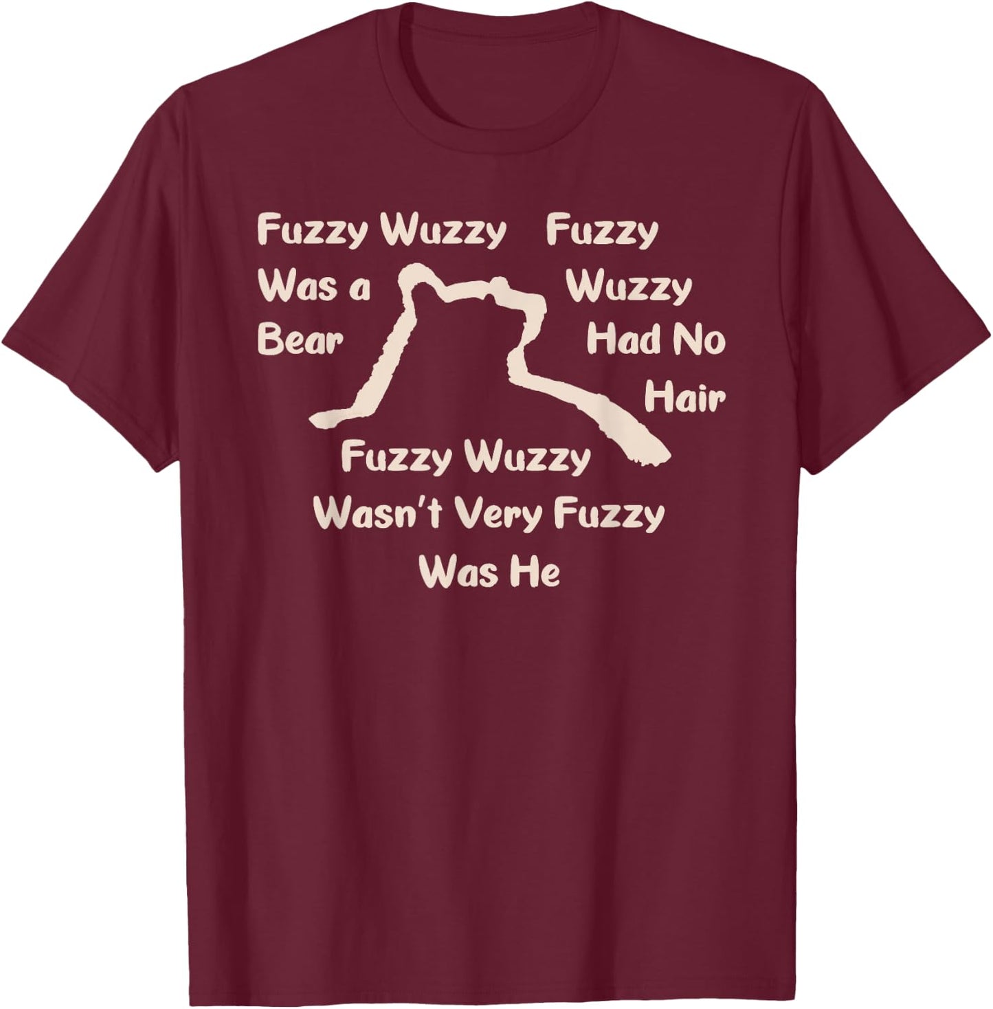 Fuzzy Wuzzy Was a Bear... Bear Head and Shoulders Silhouette T-Shirt - T-Shirt | Maroon
