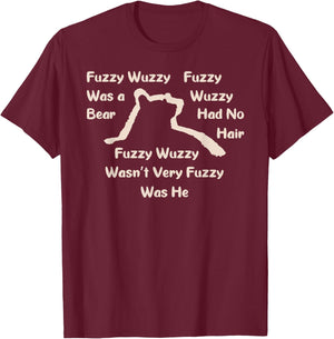 Fuzzy Wuzzy Was a Bear... Bear Head and Shoulders Silhouette T-Shirt - T-Shirt | Maroon