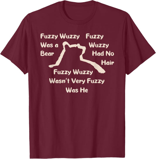 Fuzzy Wuzzy Was a Bear... Bear Head and Shoulders Silhouette T-Shirt - T-Shirt | Maroon