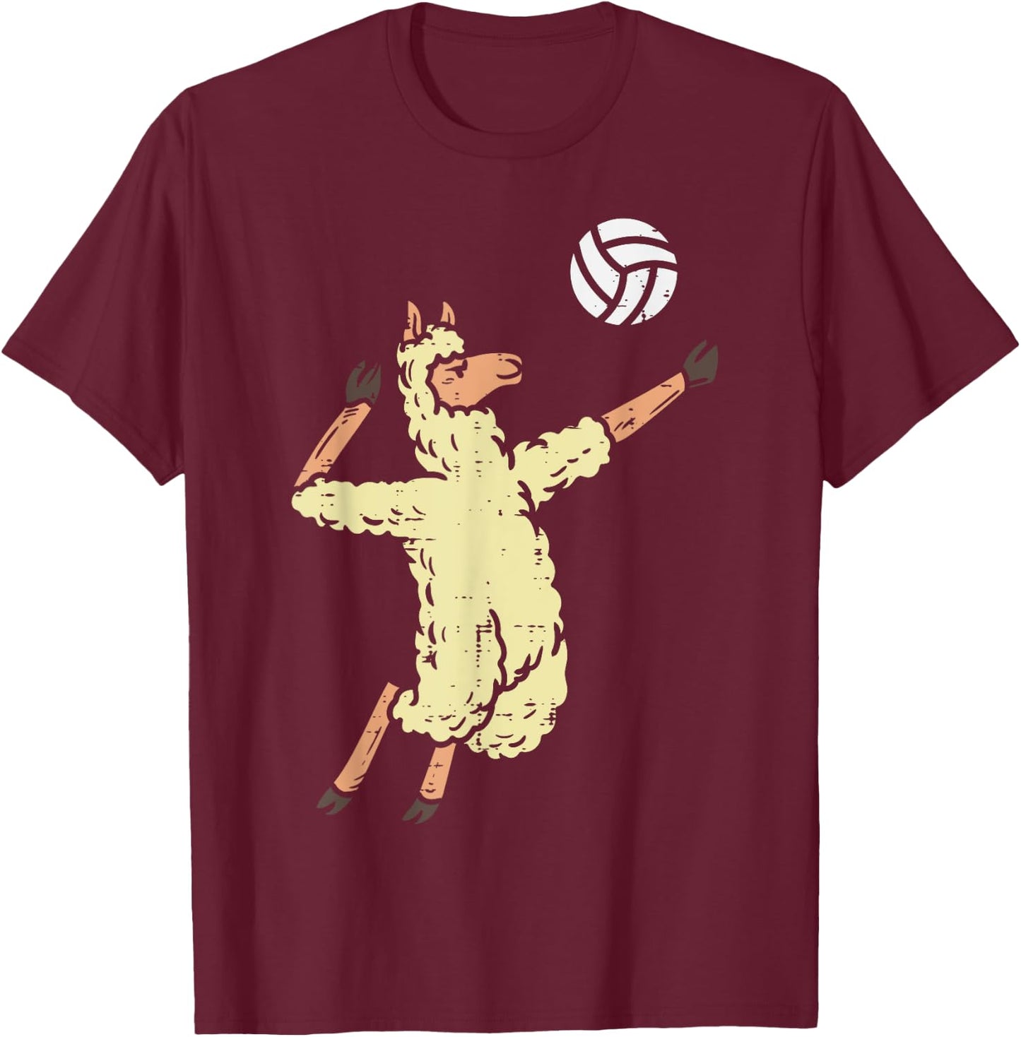 Llama Volleyball Alpaca Spike Serve Player Spiker Women Men T-Shirt - T-Shirt | Maroon