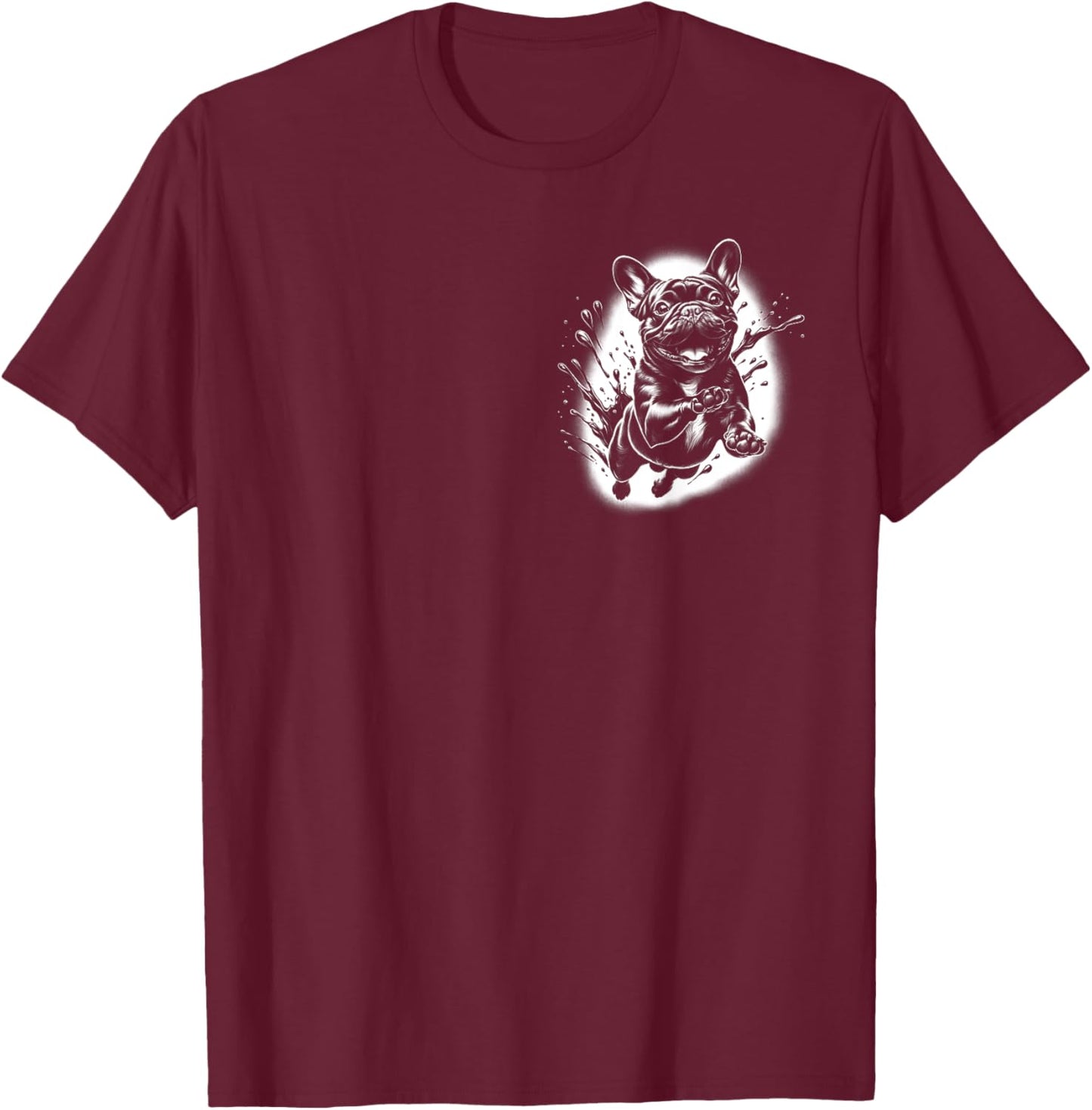 French Bulldog with Cool Paint Spots on Chest Women Kids T-Shirt - T-Shirt | Maroon