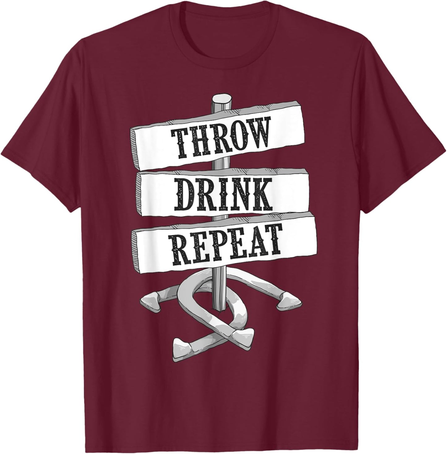 Funny Horseshoe Pitching Game Gift | Cute Throwers Men Women T-Shirt - T-Shirt | Maroon
