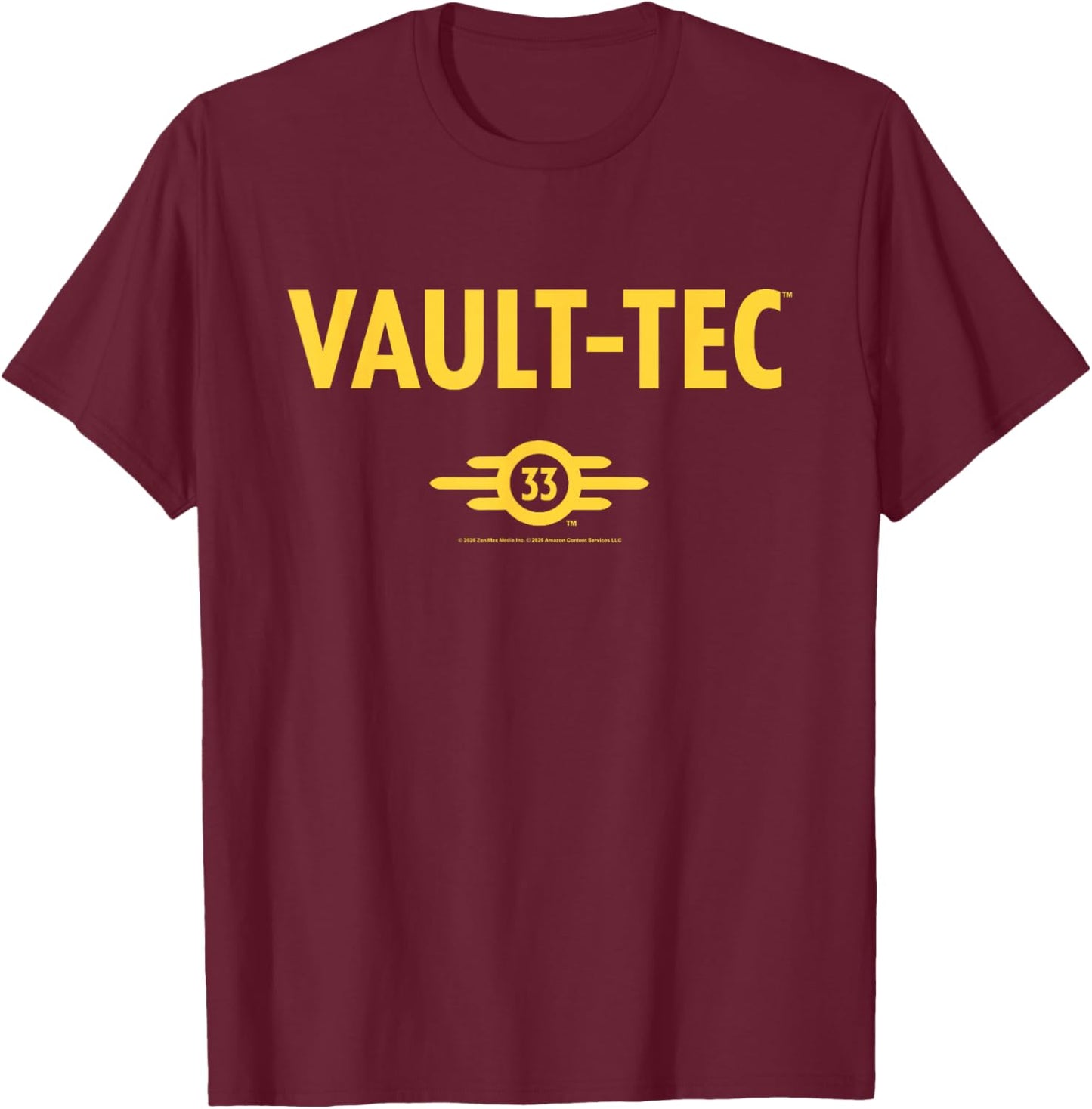 Fallout TV Series Vault-Tec 33 Logo Easy Costume Video Game T-Shirt - T-Shirt | Maroon