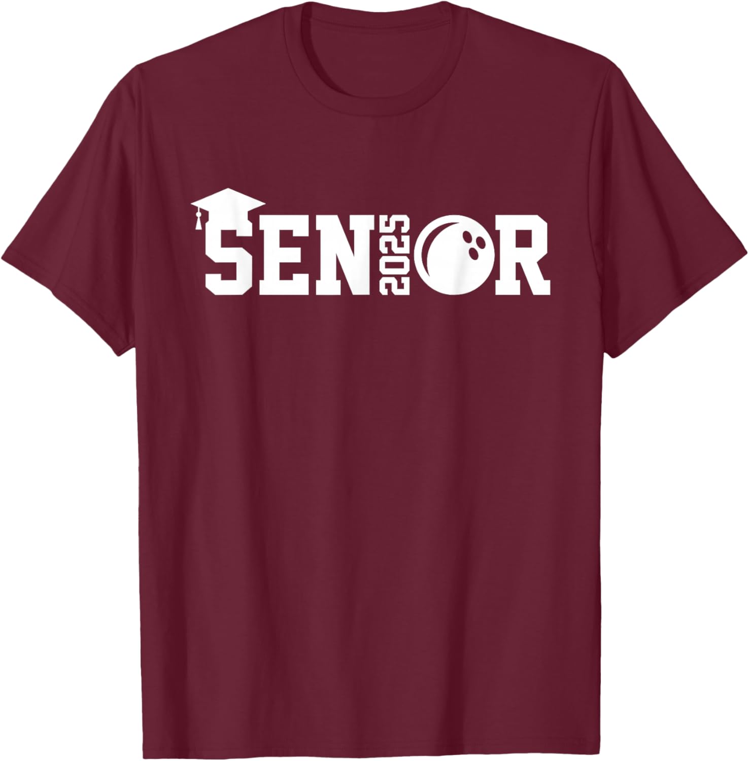 Senior 2025 Bowling Player Class Of 2025 Graduation Seniors T-Shirt - T-Shirt | Maroon