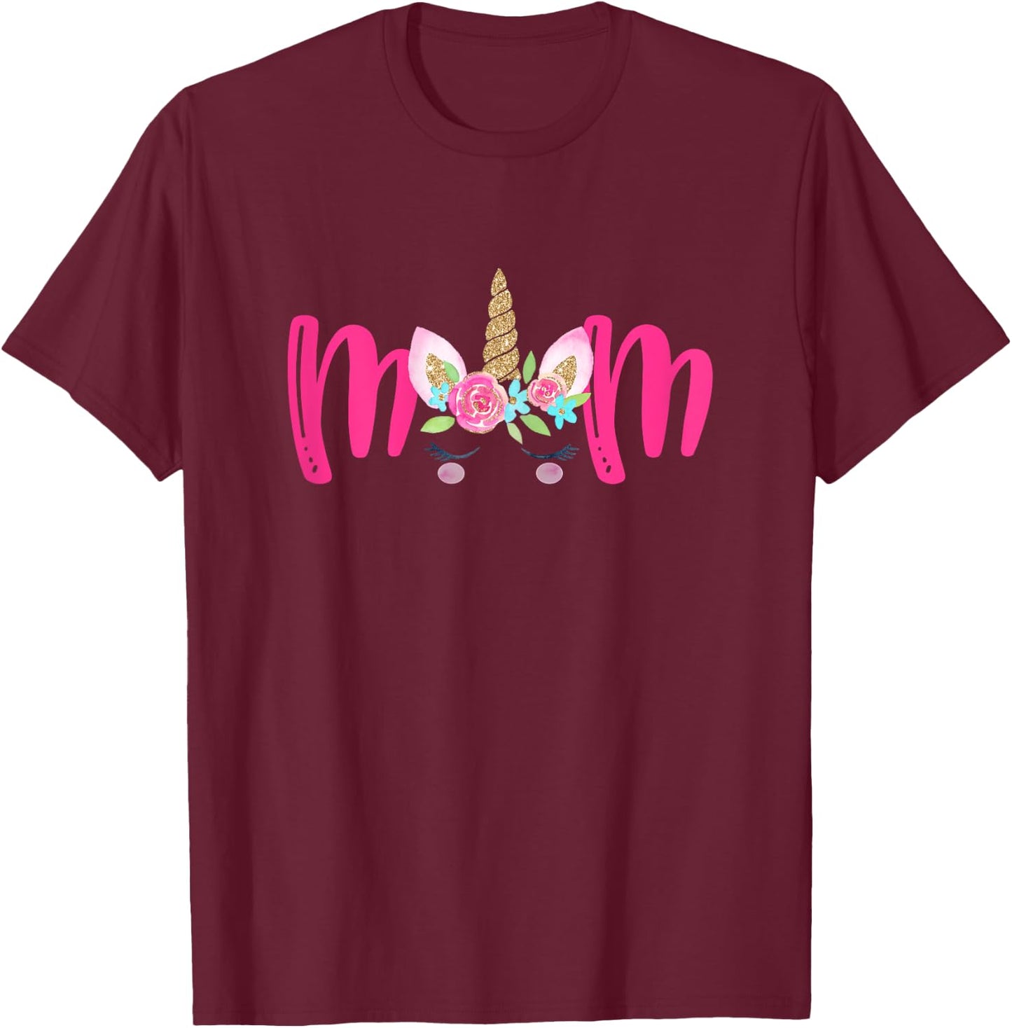 Unicorn Mom Birthday Matching Family Party T-Shirt - T-Shirt | Maroon
