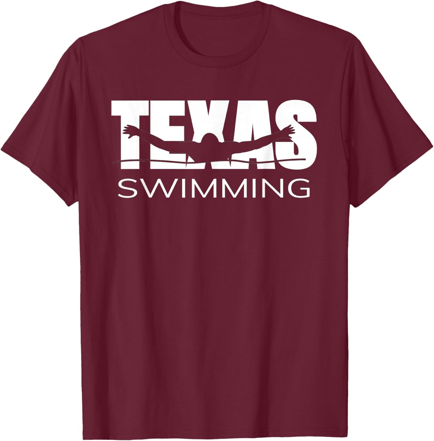 Love Texas Swimming Team Gift TX Home Lone Star State Pride T-Shirt - T-Shirt | Maroon
