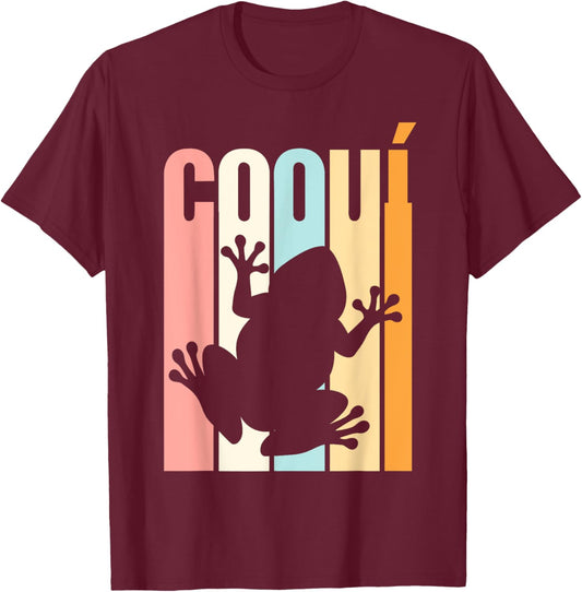 Coqui Vintage Puerto Rico Frog Vintage Boricua T-Shirt - T-Shirt | Maroon