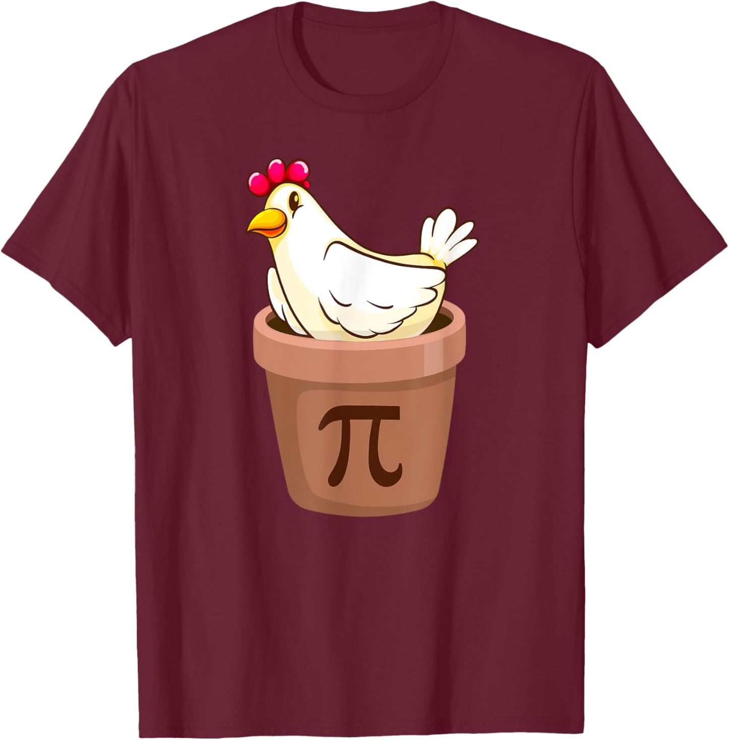 Chicken Pot Pi Day Funny Math pun Chicken Pi Day Cartoon T-Shirt - T-Shirt | Maroon