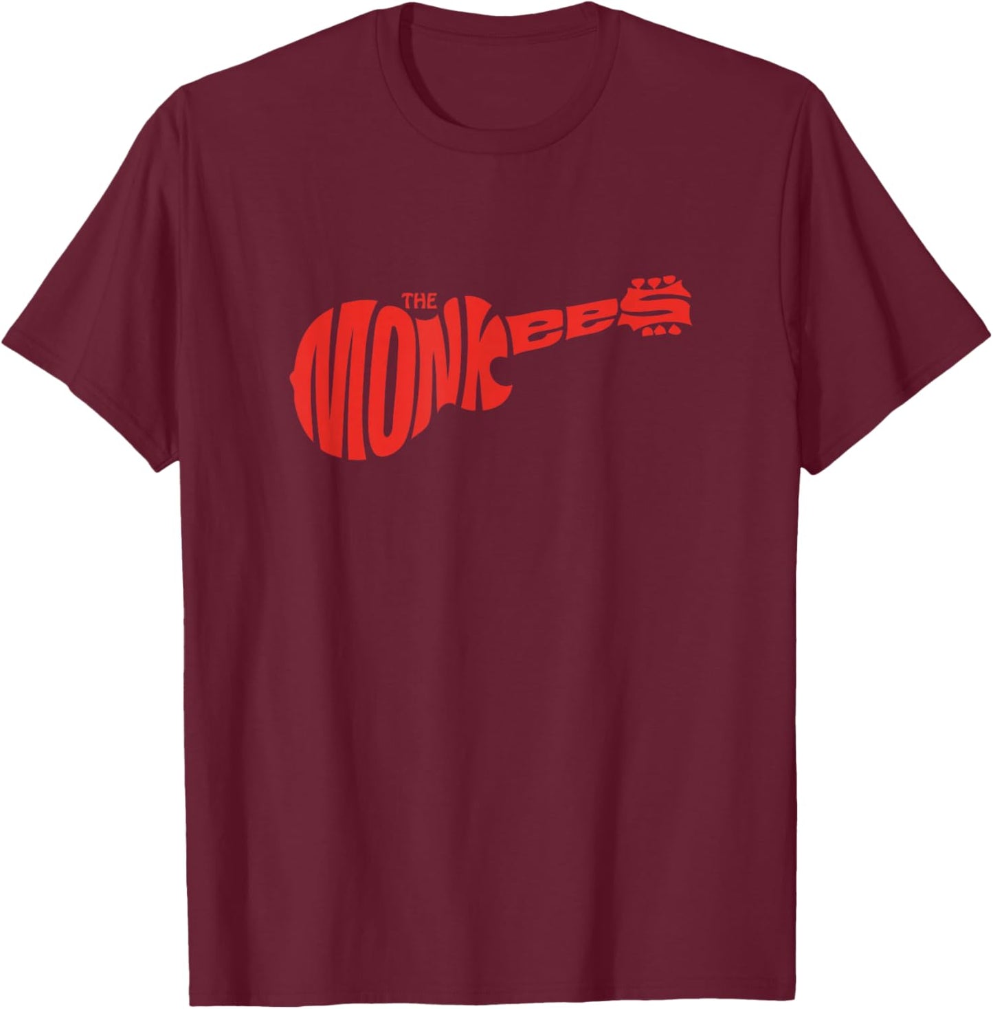 The Monkees Classic Red Guitar Logo Black T-Shirt - T-Shirt | Maroon