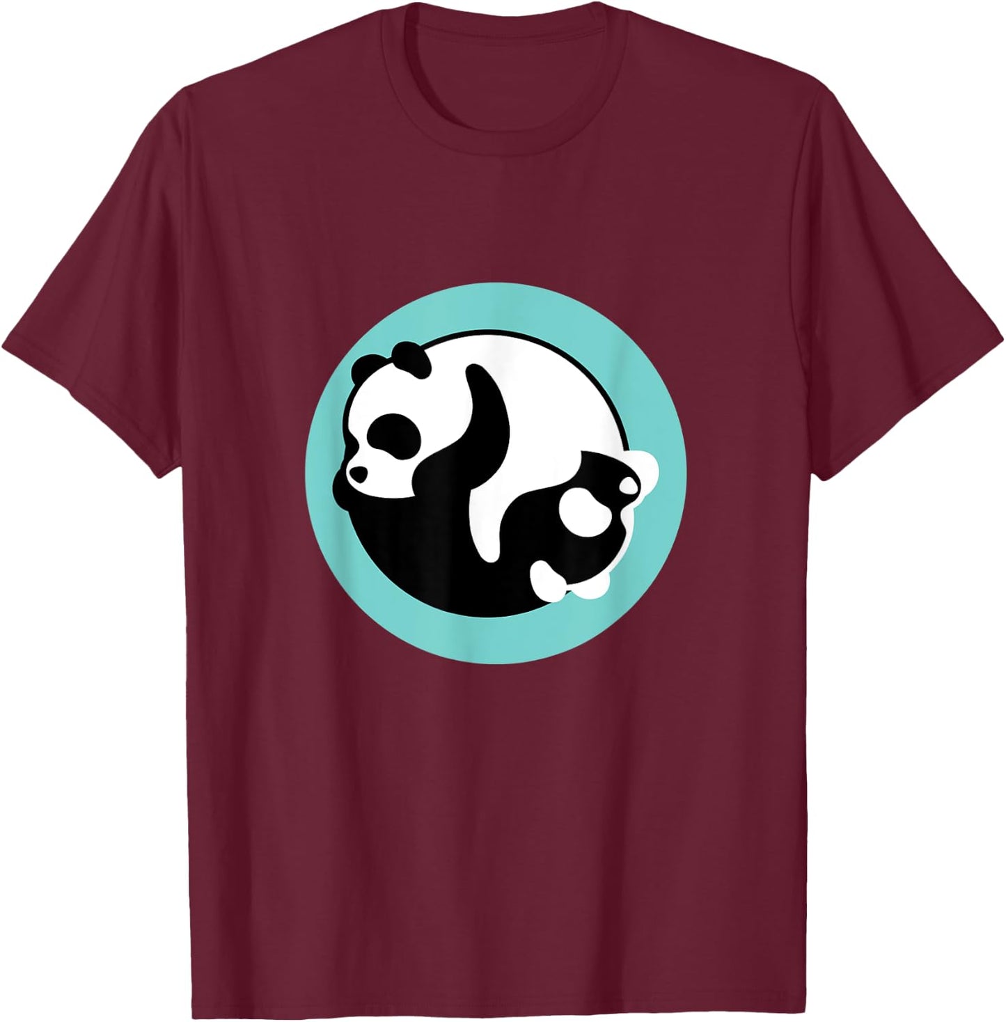 Yin And Yang Black White Art Panda Bear Cute Asian Gift T-Shirt - T-Shirt | Maroon