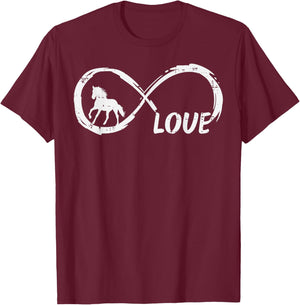 Infinity Love Horse Cute Equestrian Women Girls Kids Teens T-Shirt - T-Shirt | Maroon