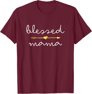 Blessed Mama Mom Christmas Mother's Day T-Shirt - T-Shirt | Maroon