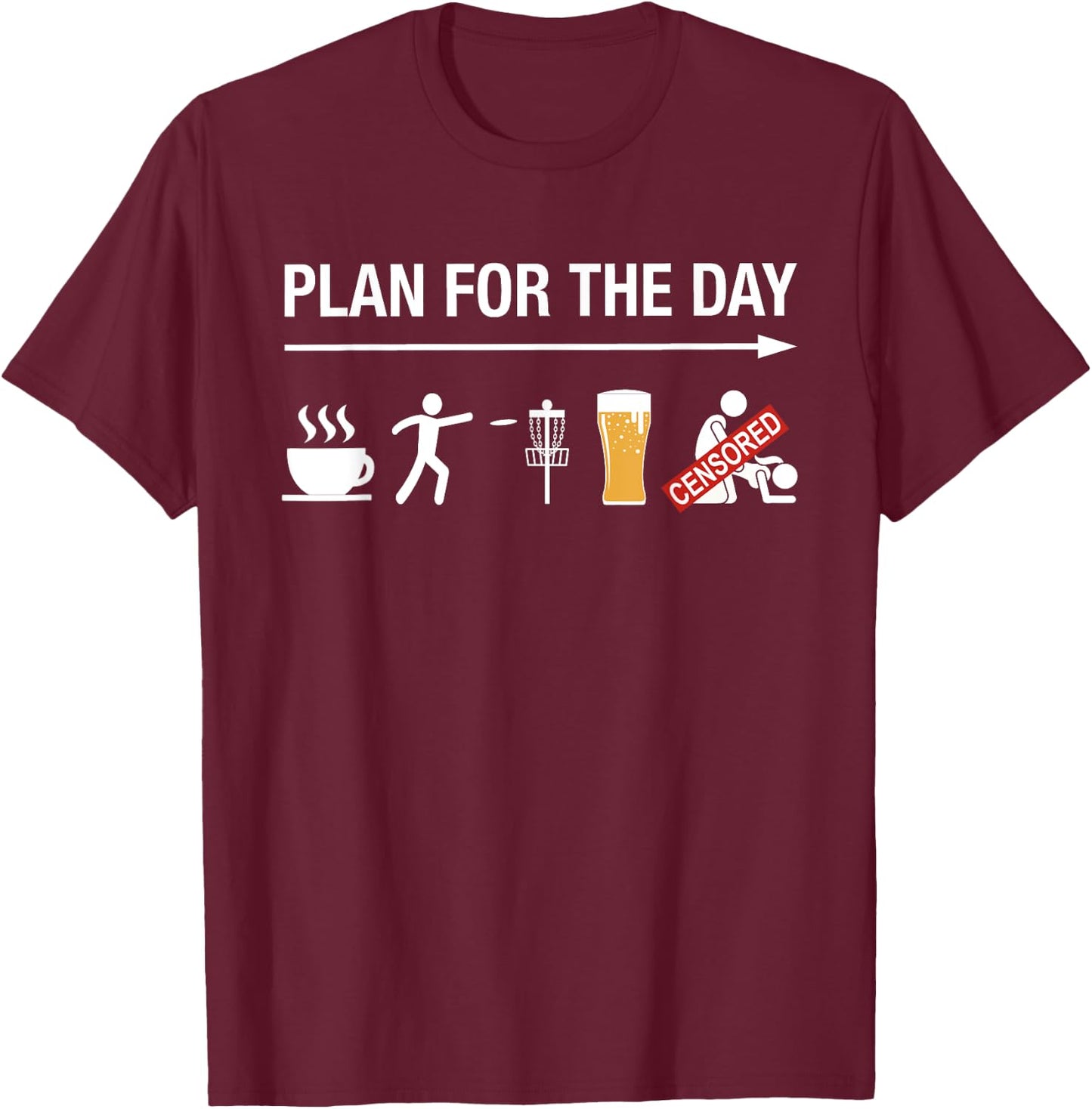 Disc Golf Basket Frisbee Golfing Frolf Coffee Beer Adult T-Shirt - T-Shirt | Maroon