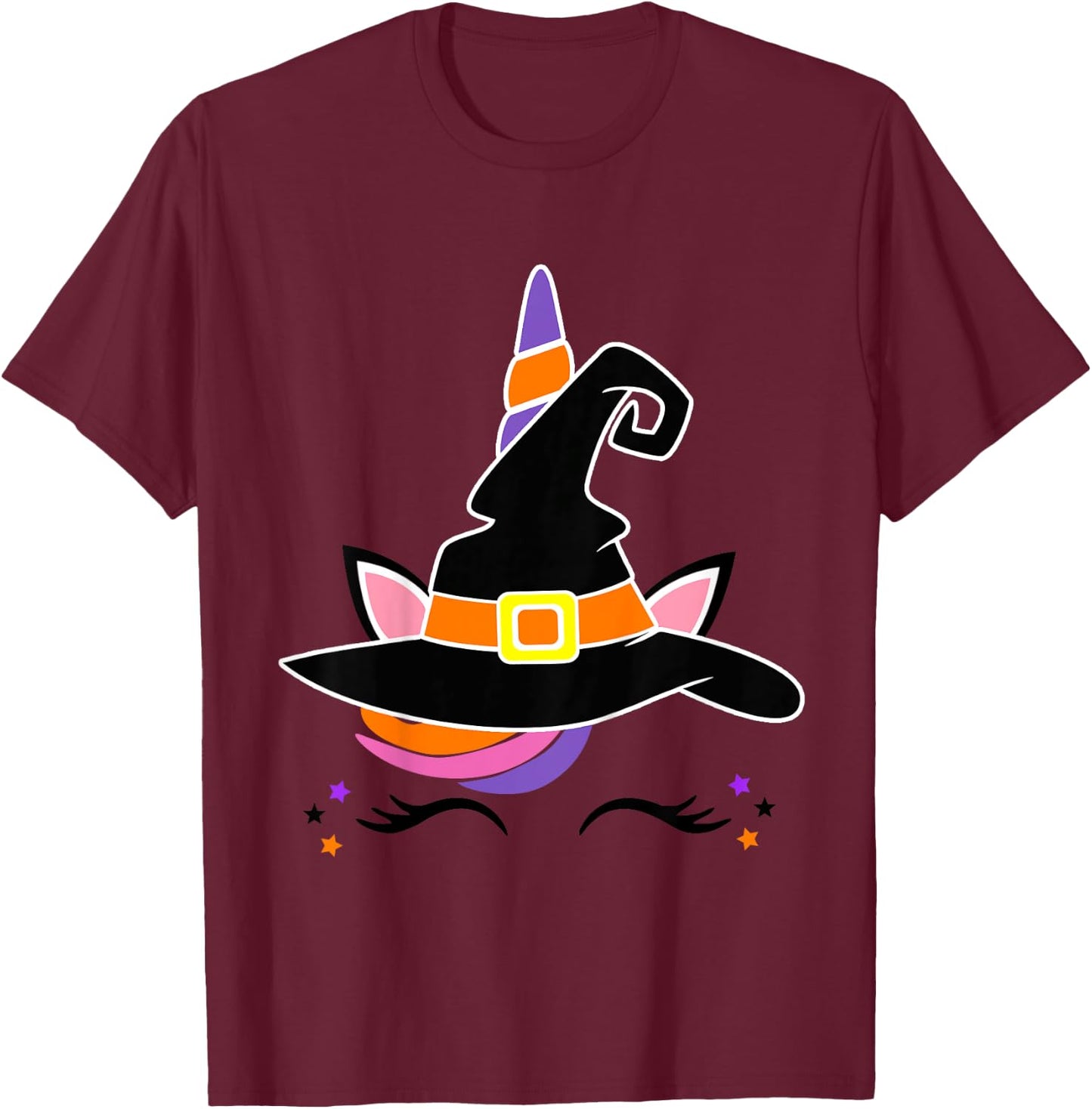 Kids Girls Unicorn Witch Baby and Toddler Halloween Witchy T-Shirt - T-Shirt | Maroon