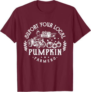 Support Your Local Pumpkin Farmers Vintage Halloween Fall T-Shirt - T-Shirt | Maroon