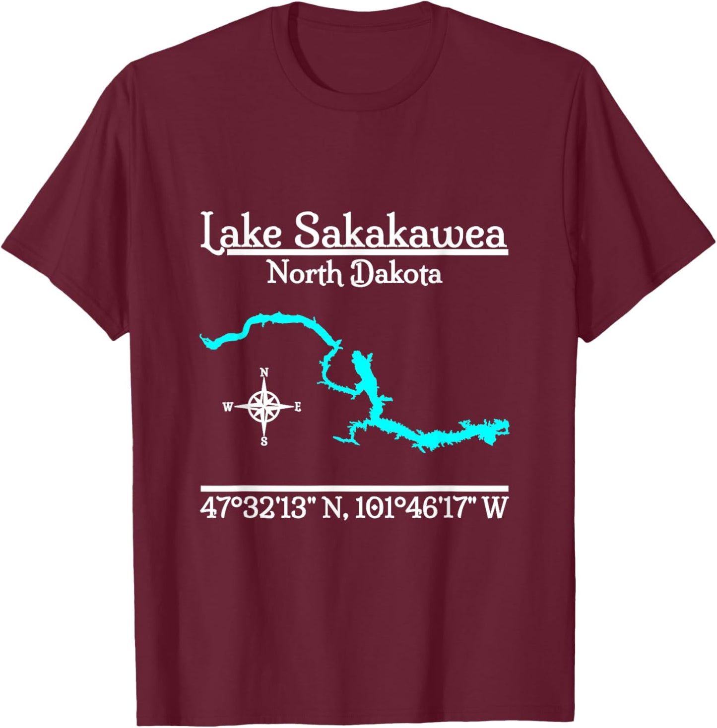 Lake Sakakawea - North Dakota T-Shirt - T-Shirt | Maroon