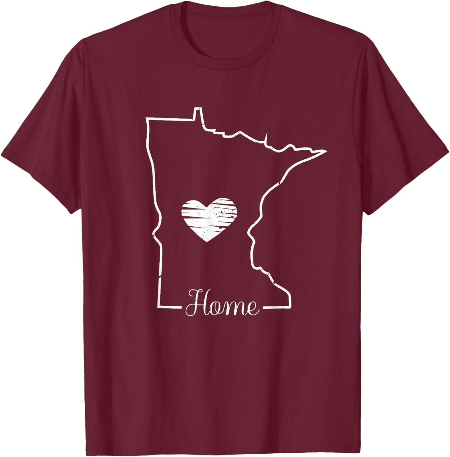 Minnesota Home Shirt MN Graphic Map with Heart T-Shirt - T-Shirt | Maroon