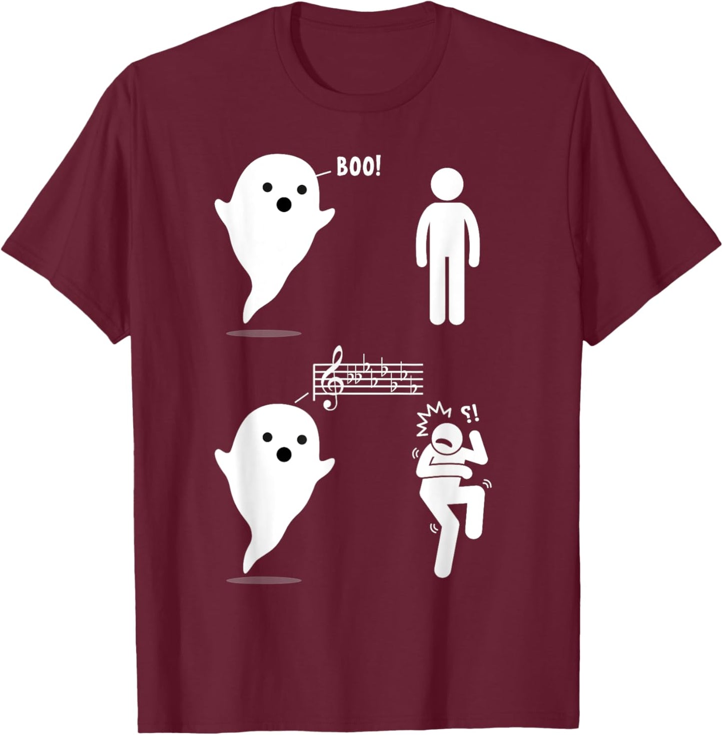 Musical Ghost Funny Music Theory Music Teacher Musician T-Shirt - T-Shirt | Maroon