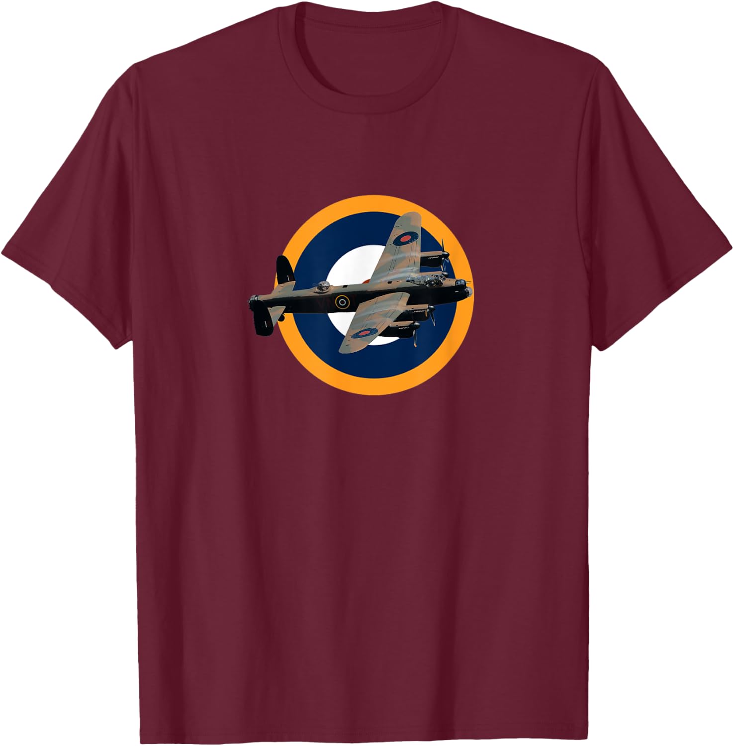 British RAF Avro Lancaster Bomber Aircraft T Shirt T-Shirt - T-Shirt | Maroon