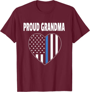 Proud Grandma of Police Officer - Law Enforcement Support T-Shirt - T-Shirt | Maroon