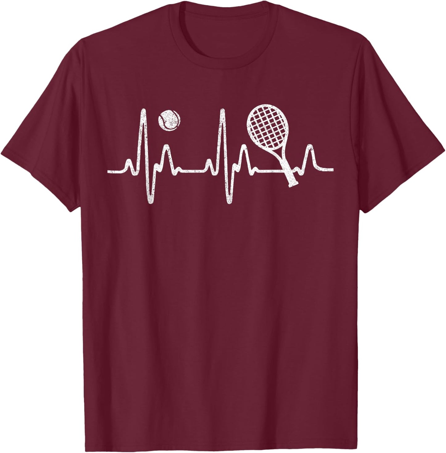 Tennis Heartbeat Shirt Best Tennis Gift Players Fans T-Shirt - T-Shirt | Maroon