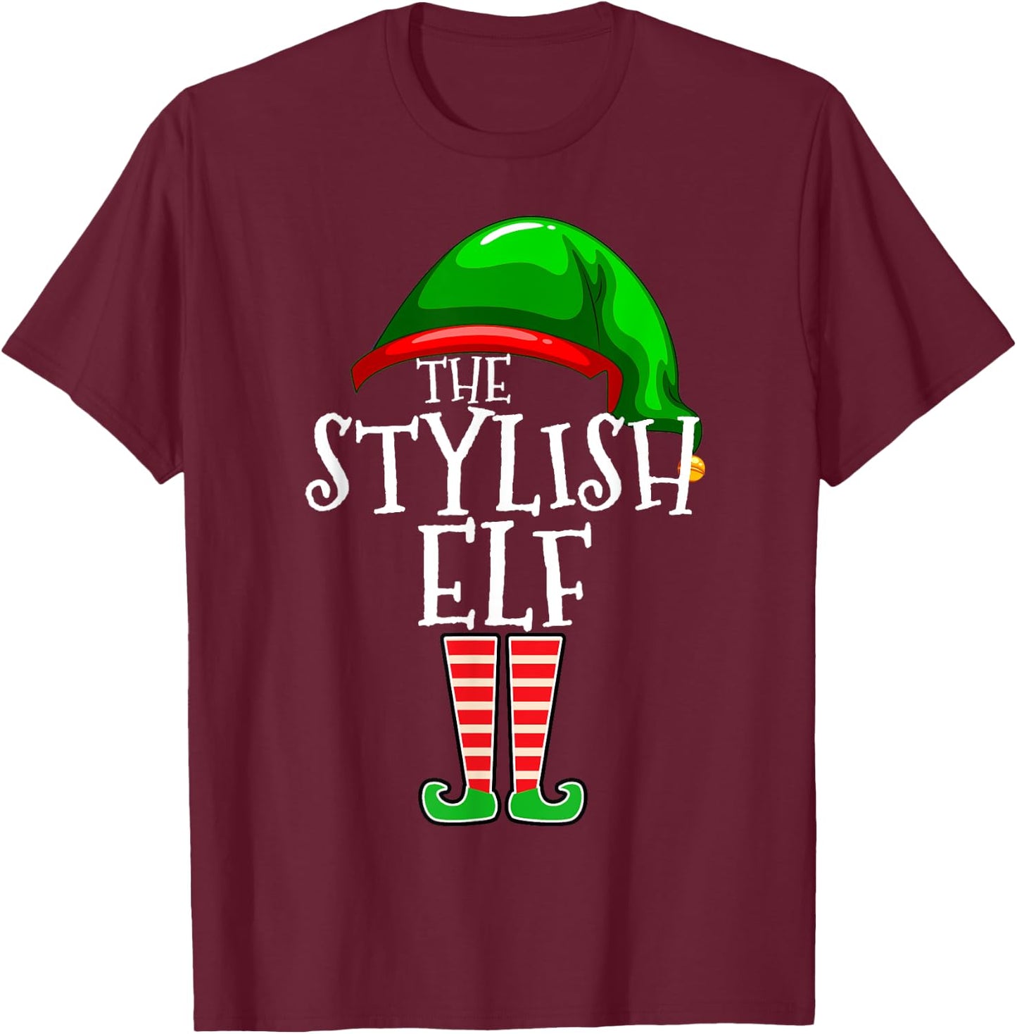 The Stylish Elf Group Matching Family Christmas T-Shirt - T-Shirt | Maroon