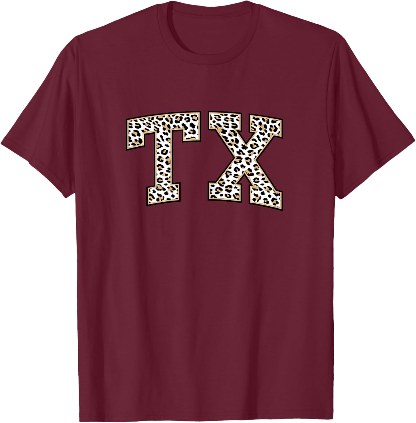 Texas | Stylish Leopard Print TX State T-Shirt - T-Shirt | Maroon