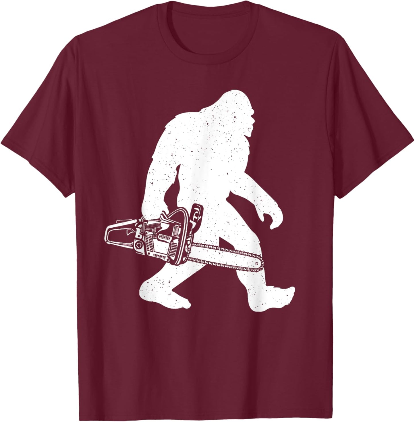 Cool Lumberjack Art Women Bigfoot Sasquatch Chainsaw T-Shirt - T-Shirt | Maroon