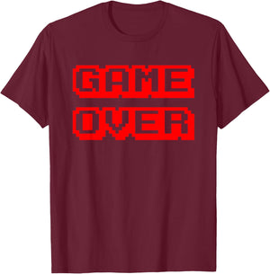 Game Over Gamer Videogamer Arcade Retro Vintage Fun T-Shirt - T-Shirt | Maroon