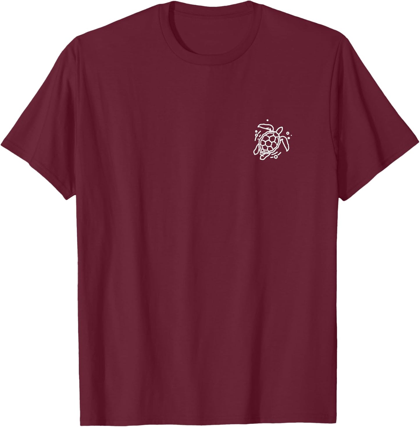 Sea Turtle Badge Patch Line Art Icon Outline Gift T-Shirt - T-Shirt | Maroon