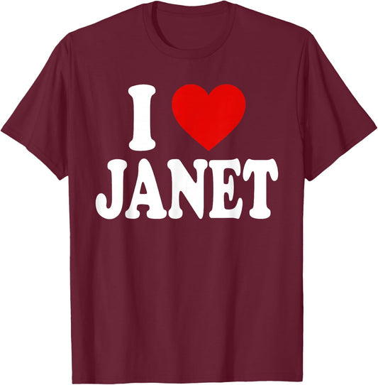 I Heart Love Janet T-Shirt - T-Shirt | Maroon