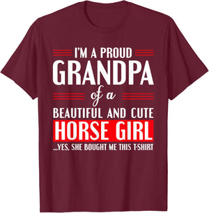 Gift Proud Grandpa of A Freaking Awesome Horse Girl T-Shirt - T-Shirt | Maroon