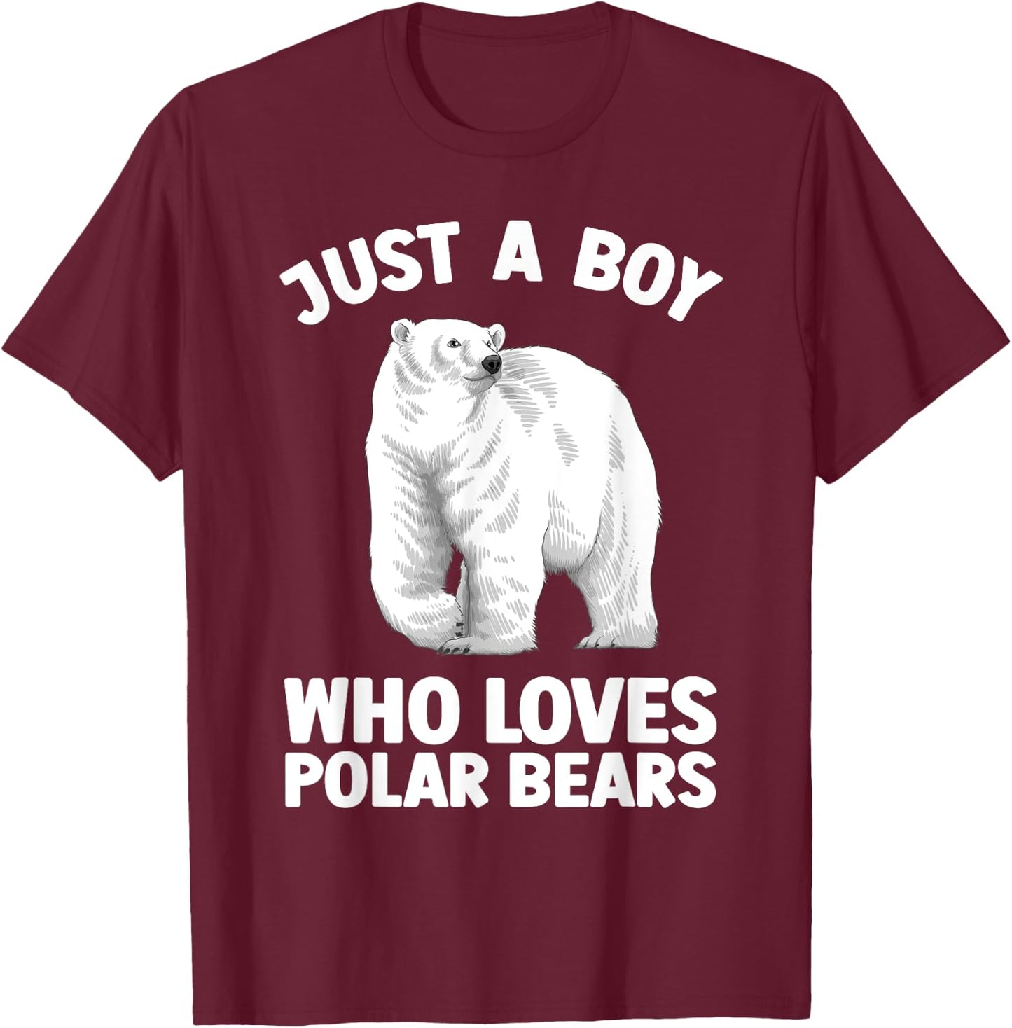 Cute Polar Bear Design Boys Arctic Polar Bear Lover T-Shirt - T-Shirt | Maroon