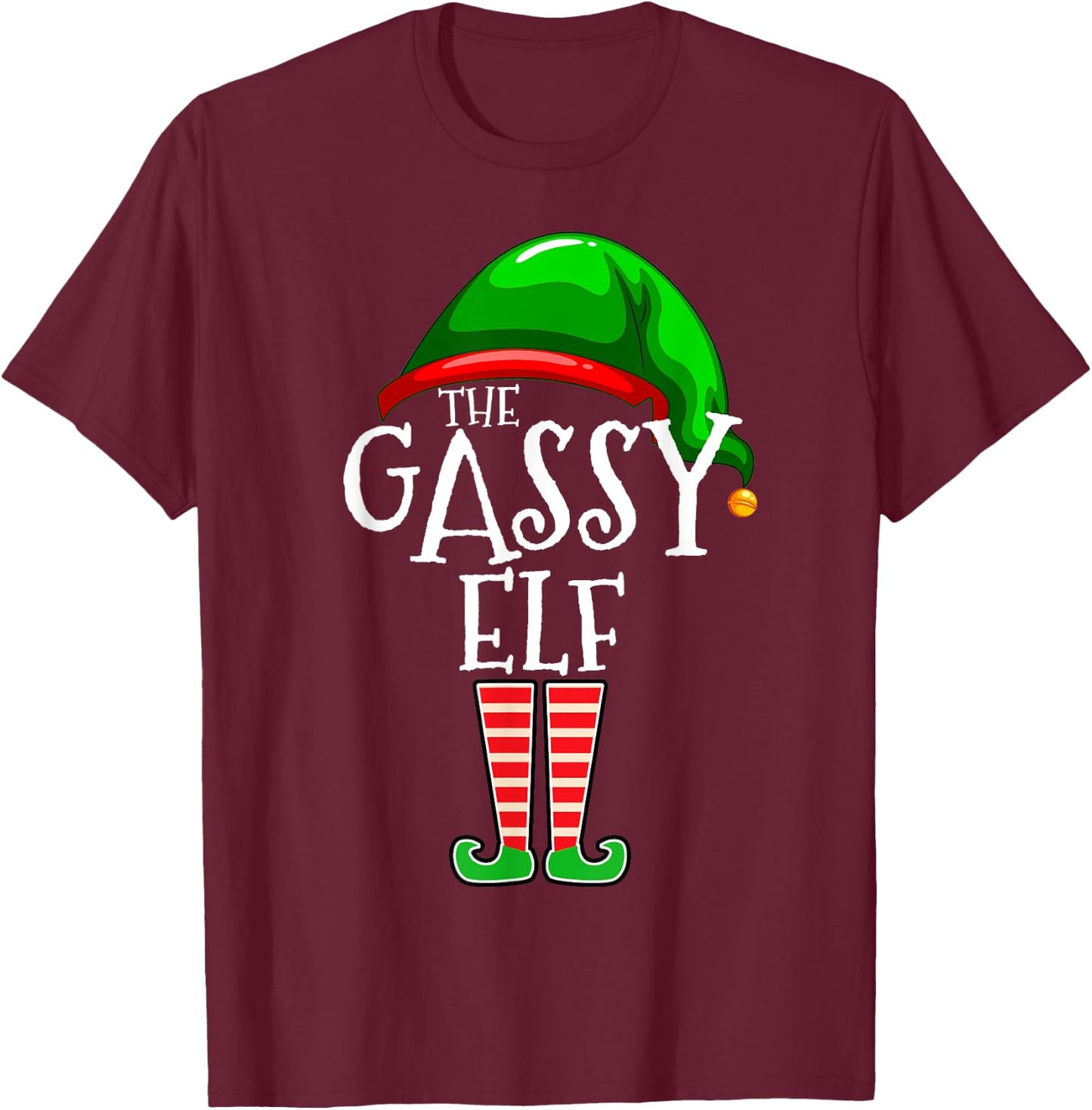 Gassy Elf Group Matching Family Christmas Gift Fart Farter T-Shirt - T-Shirt | Maroon