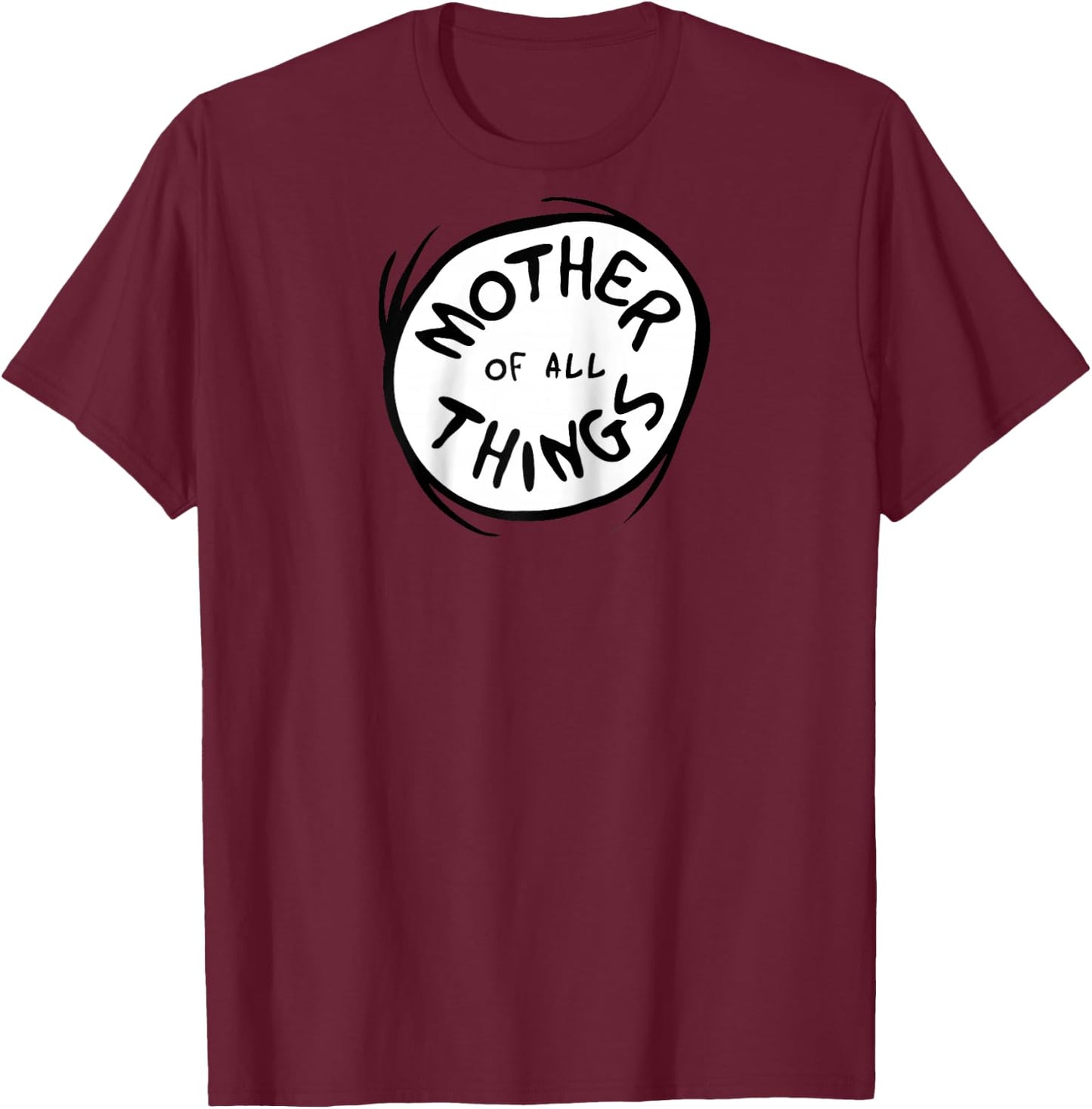 Dr. Seuss Mother of All Things Emblem Colour Option Raglan Baseball T-Shirt - T-Shirt | Maroon