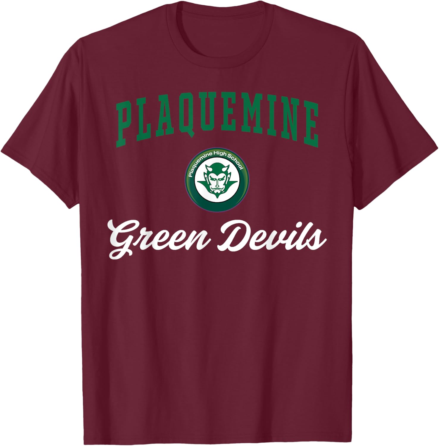 Plaquemine High School Green Devils C3 T-Shirt - T-Shirt | Maroon