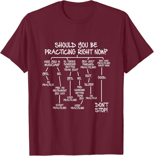 Should You Be Practicing Right Now Musician Music Teacher Men Women T-Shirt - T-Shirt | Maroon