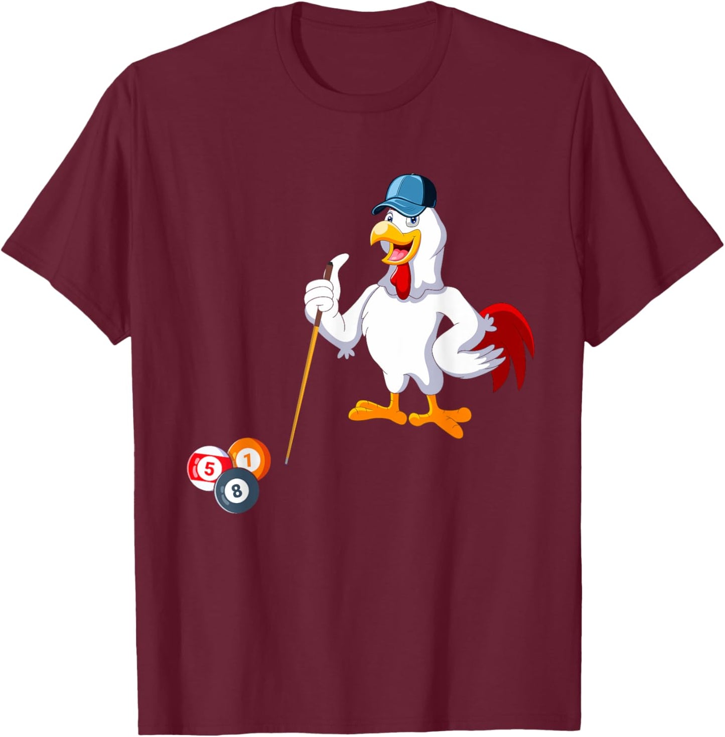 Chicken Playing Billiards Costume Billiards Player Family T-Shirt - T-Shirt | Maroon