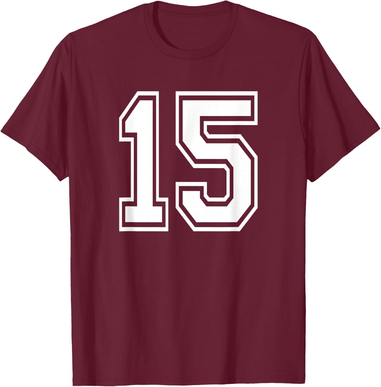 Number 15 Birthday Gift Sports Player Team Numbered Jersey T-Shirt - T-Shirt | Maroon