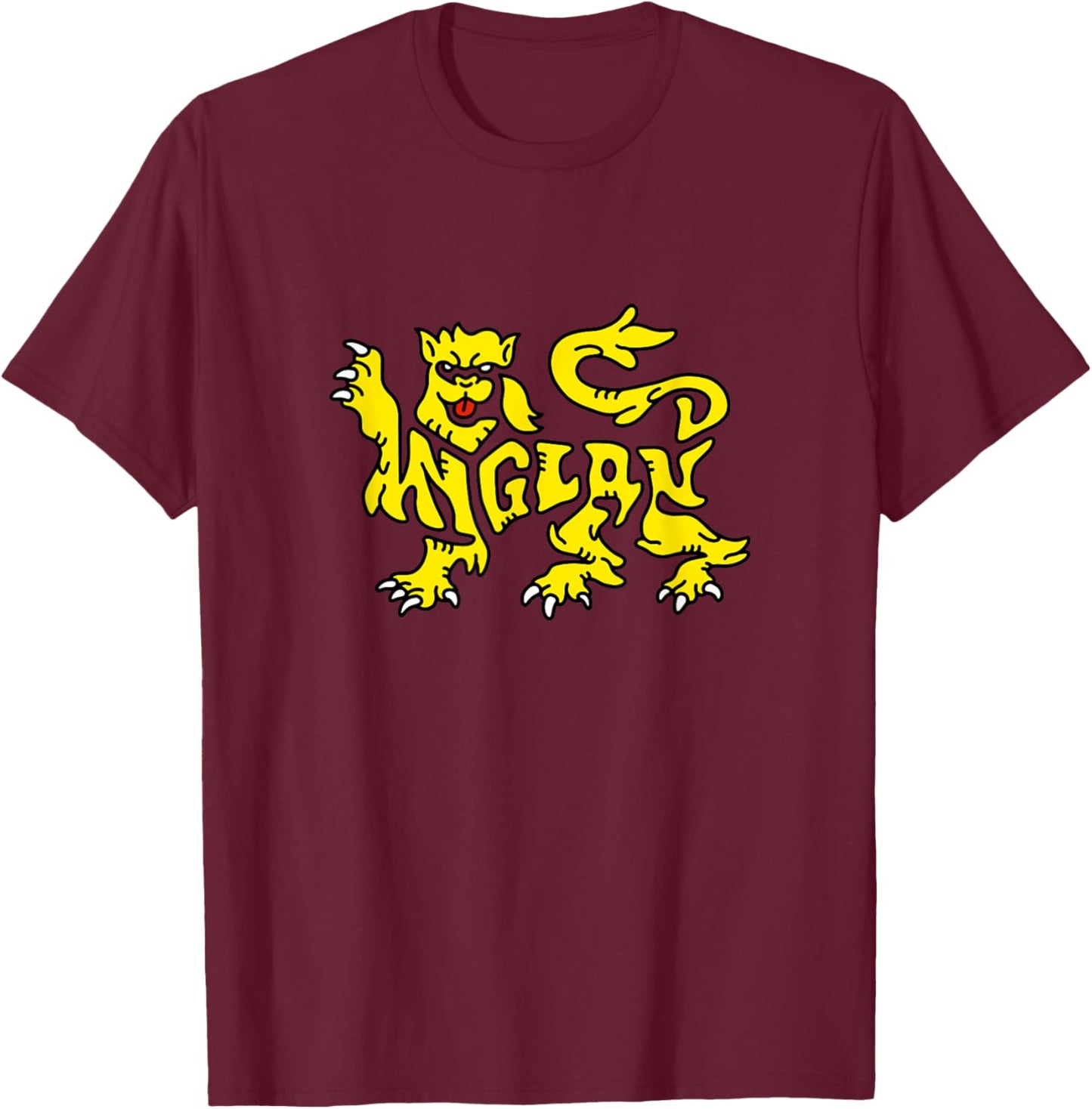 England Heraldic Lion Word Art - England Coat of Arms Animal T-Shirt - T-Shirt | Maroon