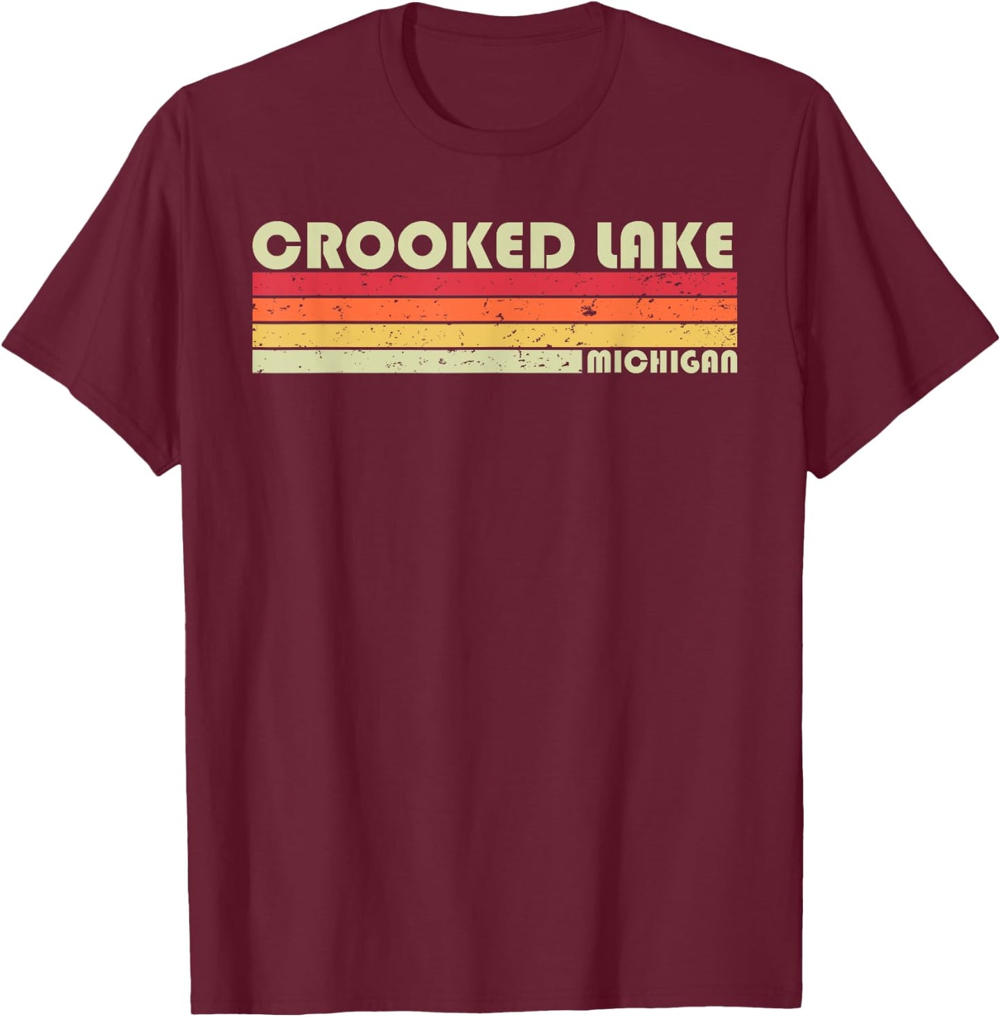 CROOKED LAKE MICHIGAN Funny Fishing Camping Summer Gift Men Women Kids T-Shirt - T-Shirt | Maroon