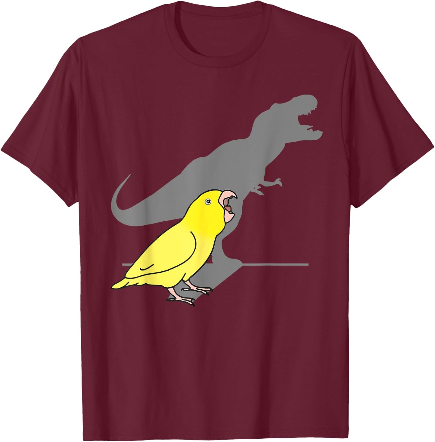 Cute Dinosaur parrot, Funny Bird, T-rex yellow parrotlet T-Shirt - T-Shirt | Maroon