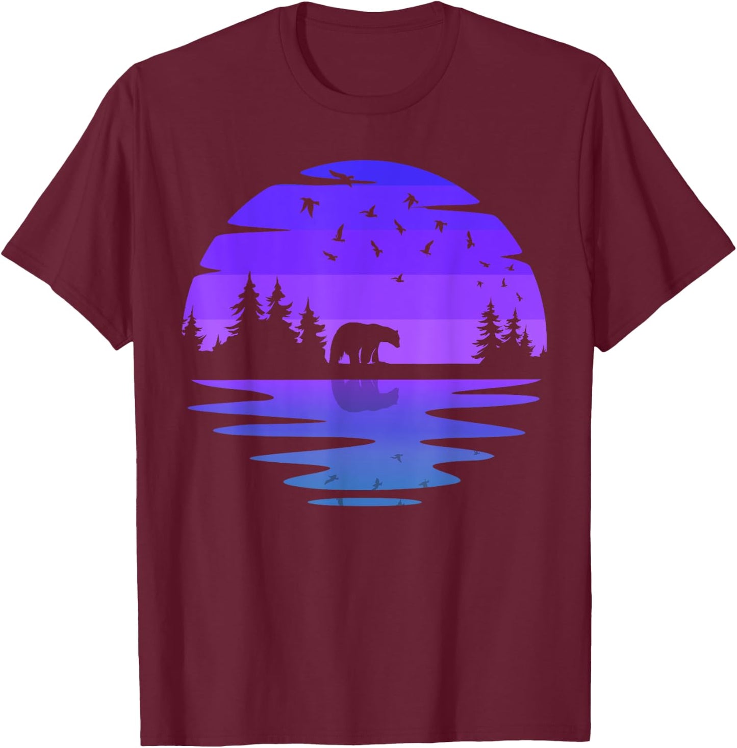 Birds Outdoors Wildlife Nature Animal Bear Forest T-Shirt - T-Shirt | Maroon