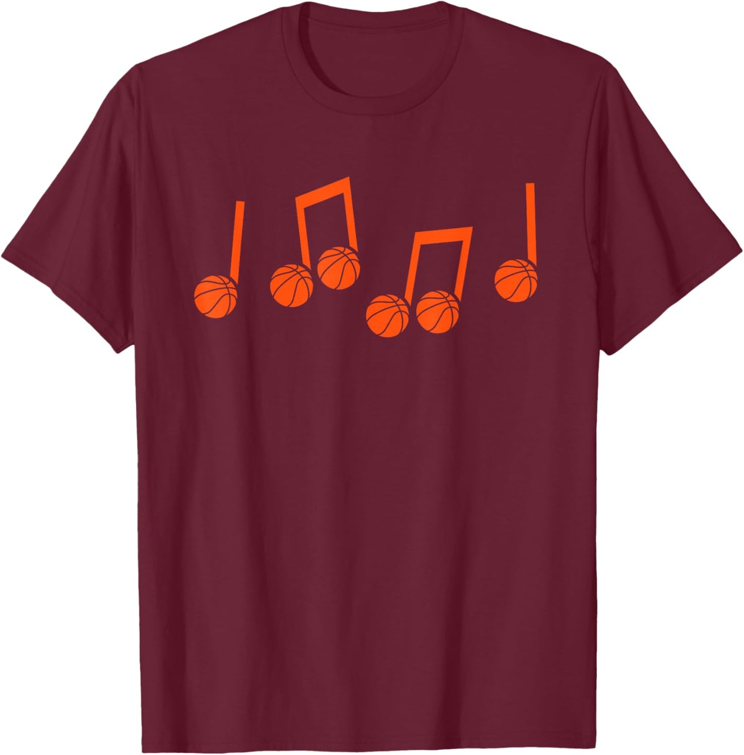 Music Notes Basketball Player Heart Lover Music Teacher T-Shirt - T-Shirt | Maroon