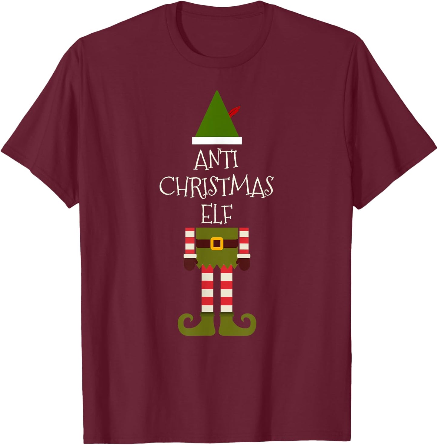 Anti Christmas Elf - I Hate Christmas Xmas Sucks T-Shirt - T-Shirt | Maroon
