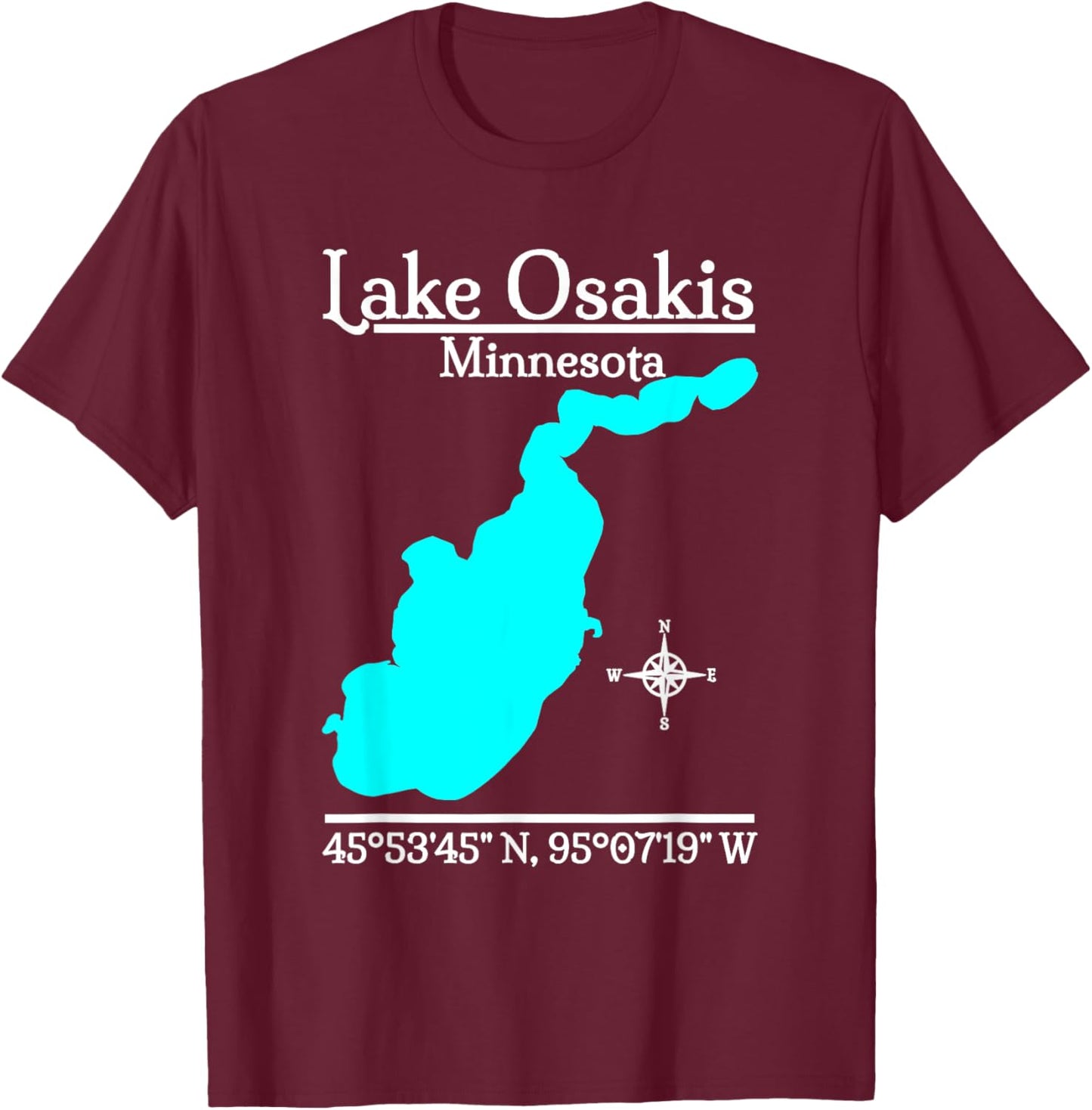 Lake Osakis - Minnesota T-Shirt - T-Shirt | Maroon