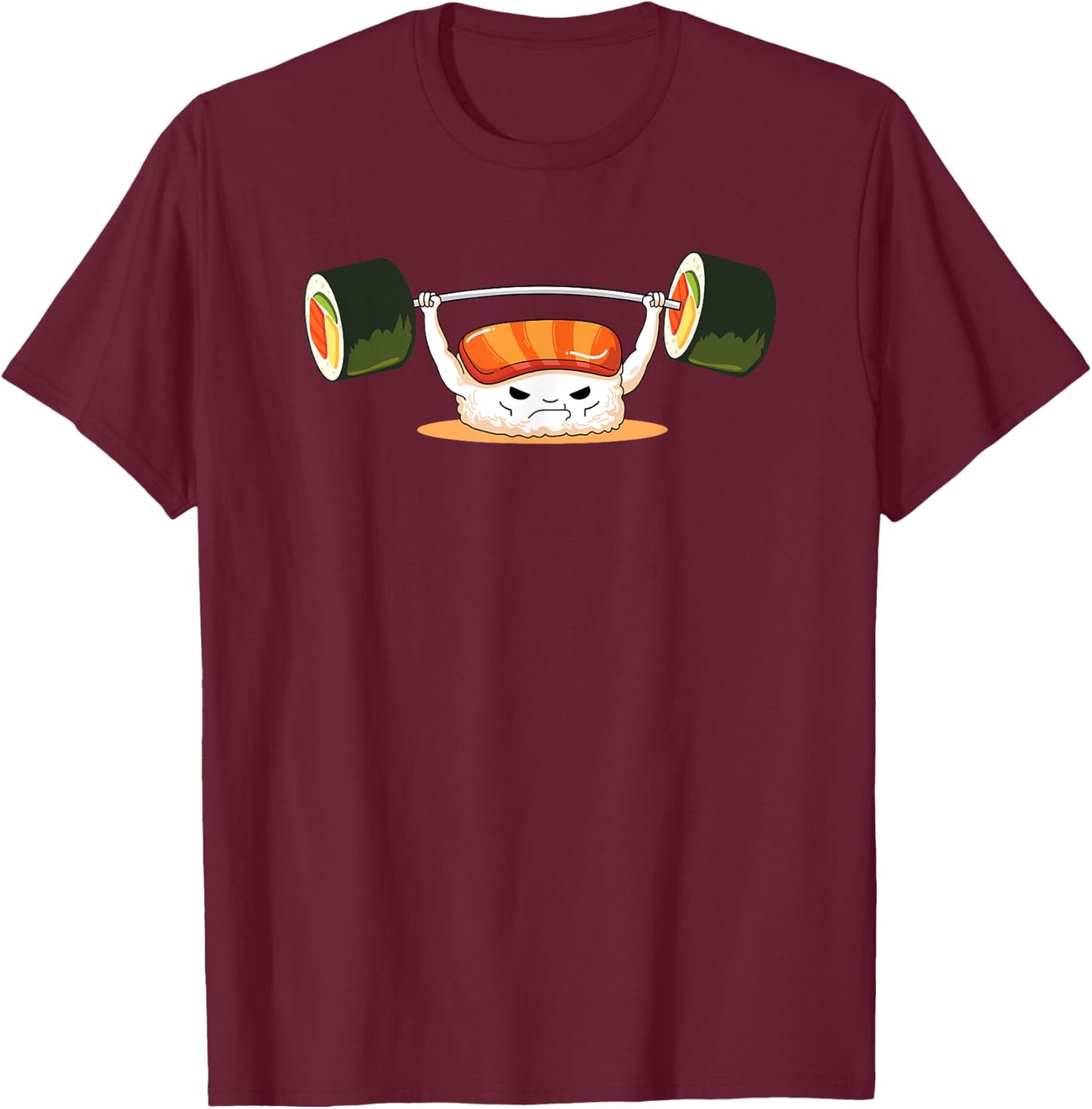 Funny Sushi Weight Lifting I Love Sushi Rolls Gym Fitness T-Shirt - T-Shirt | Maroon